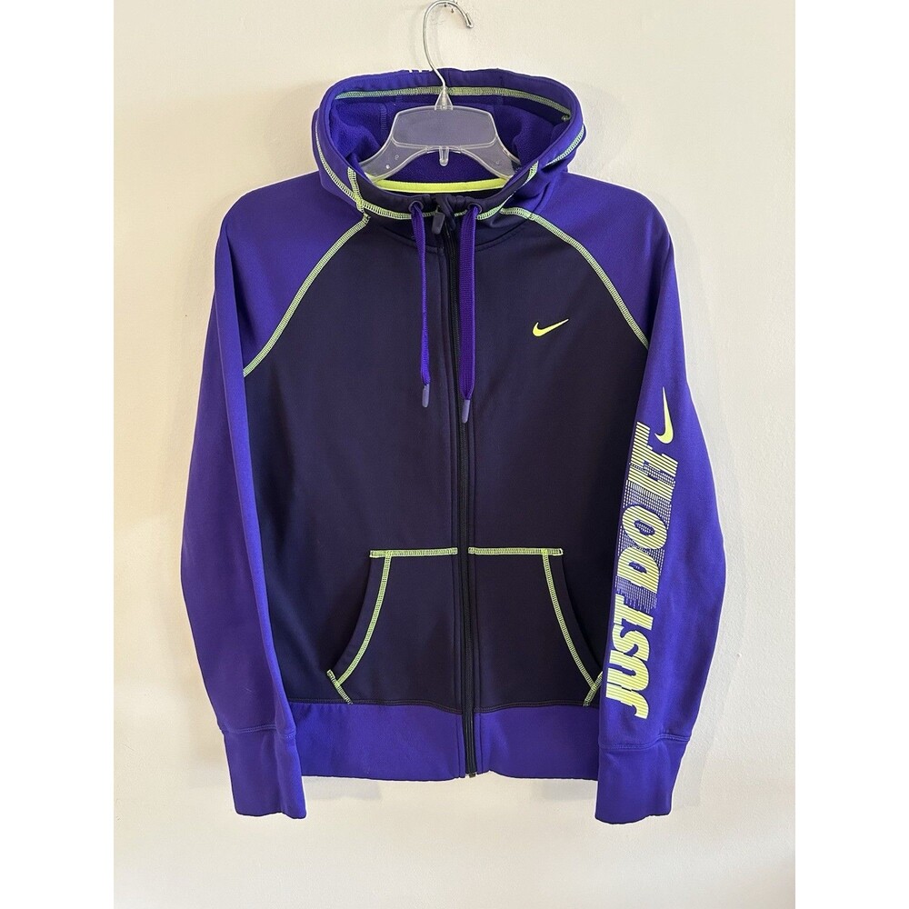 Nike "Just Do It" Wmn's Medium Purple/Green Therma-Fit Full Zip Hoodie